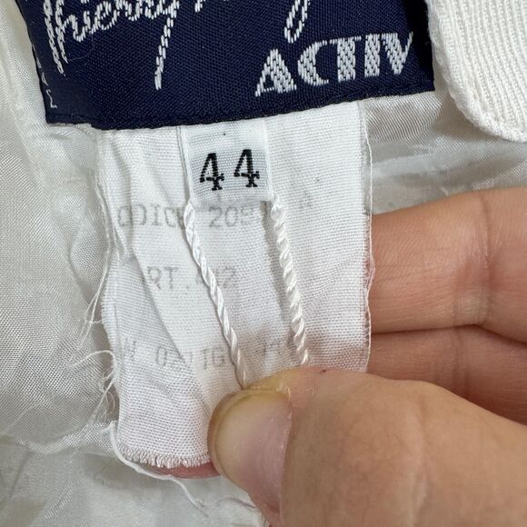 Vintage Thierry Mugler Blazer Women's 44 White Pleated Tail Hem Made In Italy - Picture 4 of 12